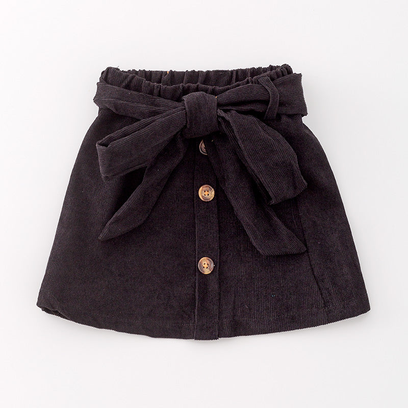 （In Stock G31-04-02）Girls Stylish Black Tie Bow Skirt