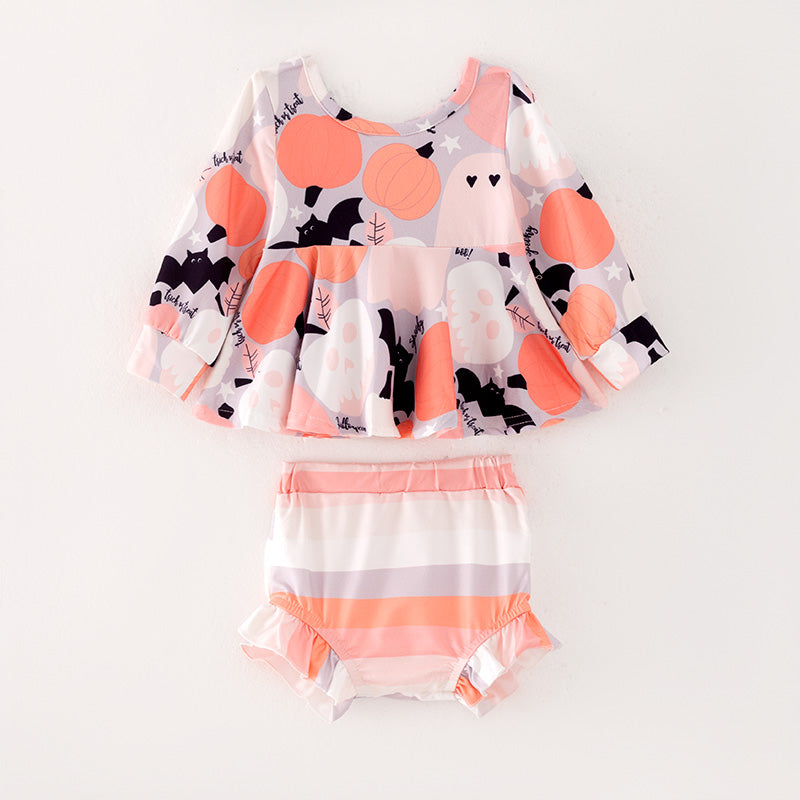 （In Stock L28-01-01）Baby Girls Halloween Print Romper