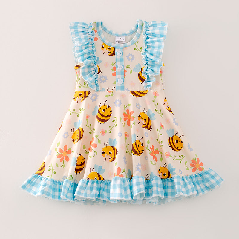 （In Stock）Girls Spring and Summer Bee Print Dress