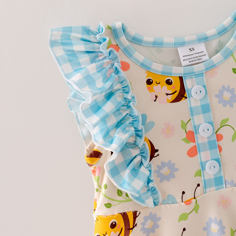 （In Stock）Girls Spring and Summer Bee Print Dress