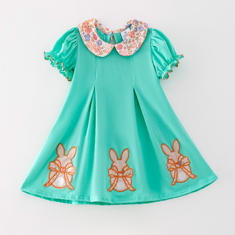 （In Stock）Girls Easter Bunny Applique Dress