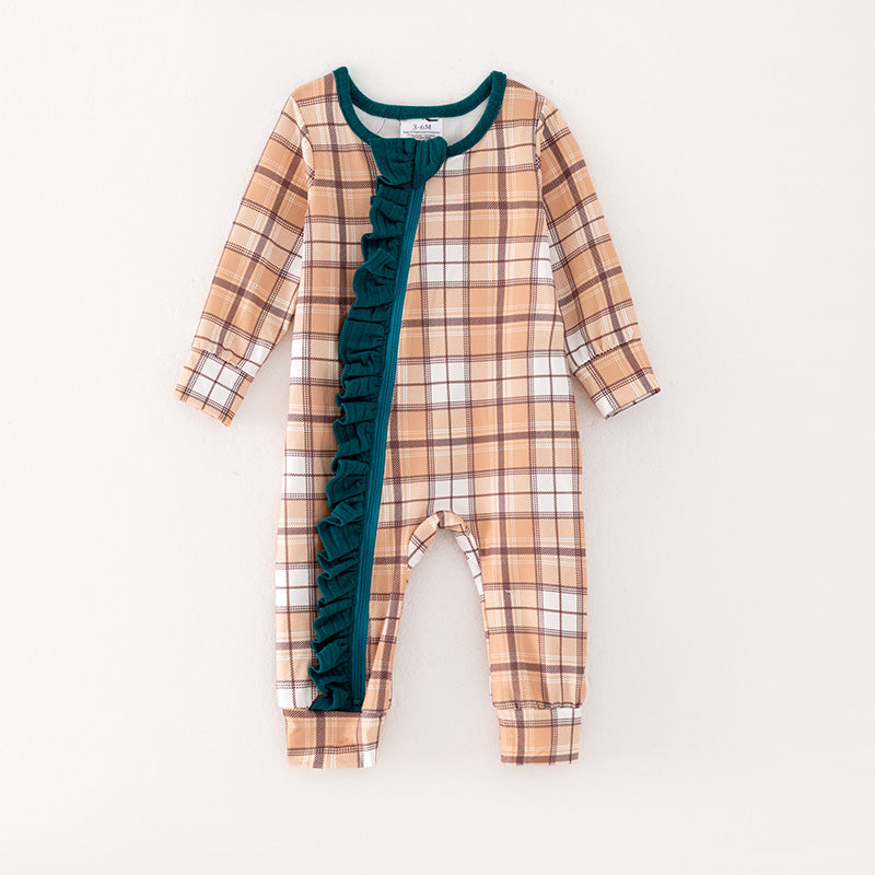 （In Stock G32-05-02）Baby Girls Yellow Plaid Romper