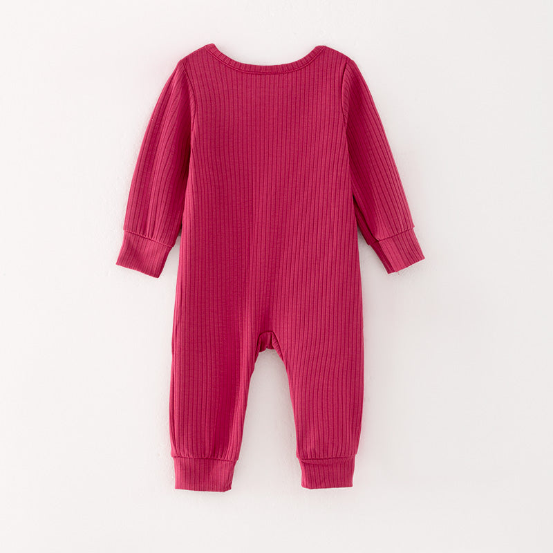 （In Stock G31-02-02）Baby Girls Fuchsia Zipper Romper