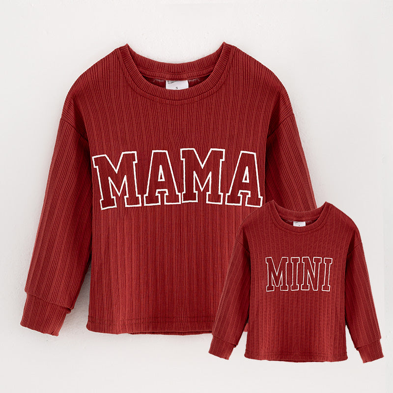 （In Stock G21-04-02）Mommy Dark Red “MAMA” Print Top