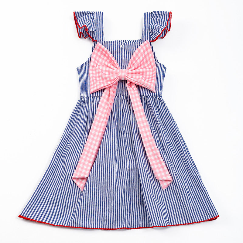 Stripe Woven Strawberry Embroidery Dress