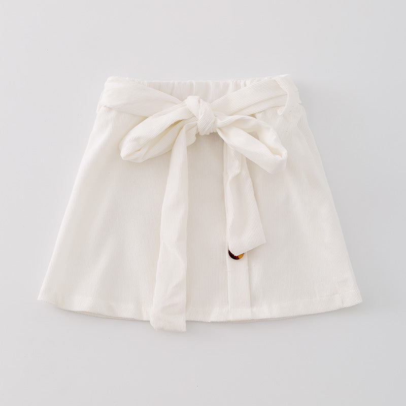 （In Stock L31-01-03）Girls Stylish White Tie Bow Skirt