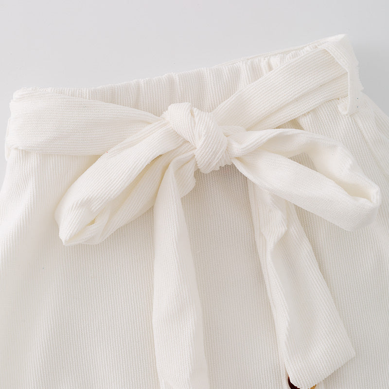 （In Stock L31-01-03）Girls Stylish White Tie Bow Skirt