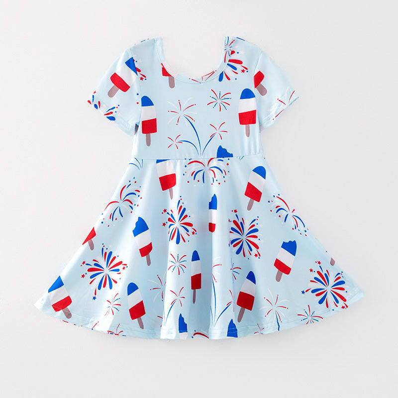 （In Stock）Girls Spring and Summer Ice Sucker Print Dress