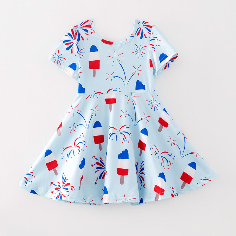 （In Stock）Girls Spring and Summer Ice Sucker Print Dress