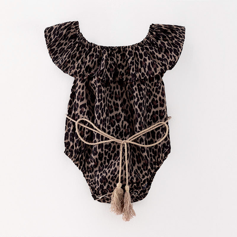 （In Stock）Toddler Girls Spring and Summer Leopard Print Romper