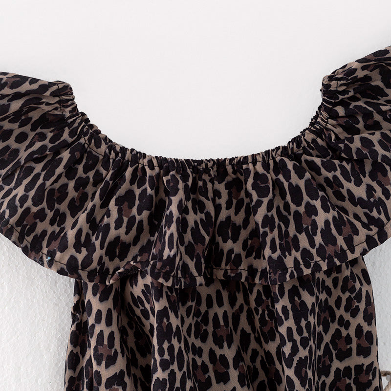 （In Stock）Toddler Girls Spring and Summer Leopard Print Romper