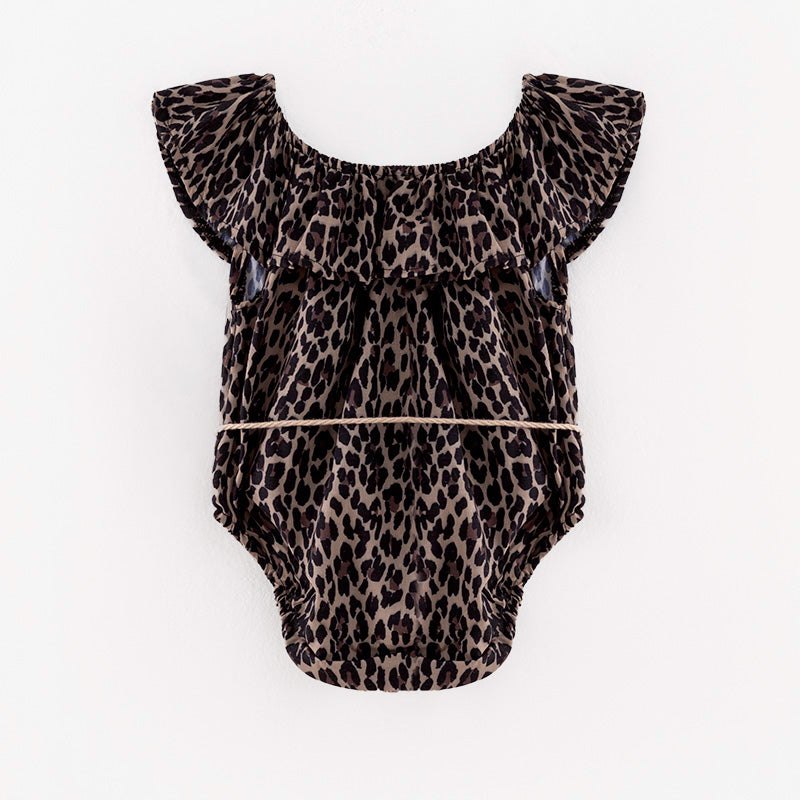 （In Stock）Toddler Girls Spring and Summer Leopard Print Romper