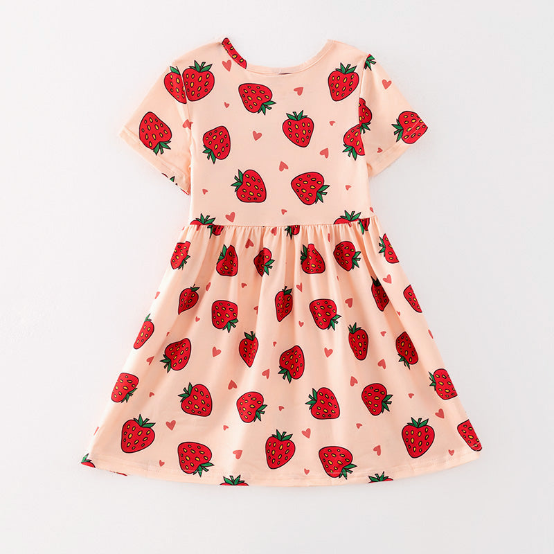 （In Stock）Girls Spring and Summer Strawberry Print Dress