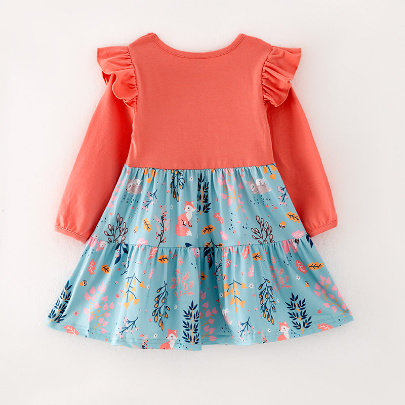 (In Stock G31-5-1)Girls Coral Cartoon Print Dress