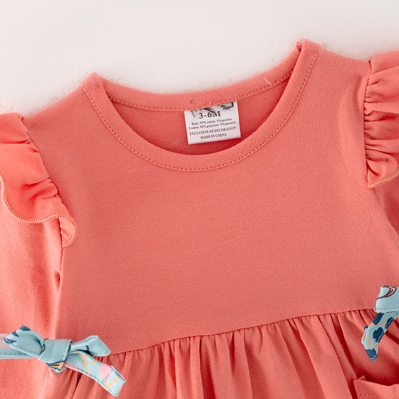 (In Stock G31-2-3)Baby Girls Coral Ruffled Romper