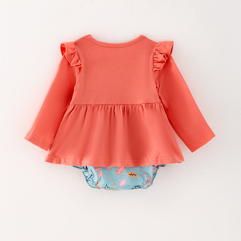 (In Stock G31-2-3)Baby Girls Coral Ruffled Romper