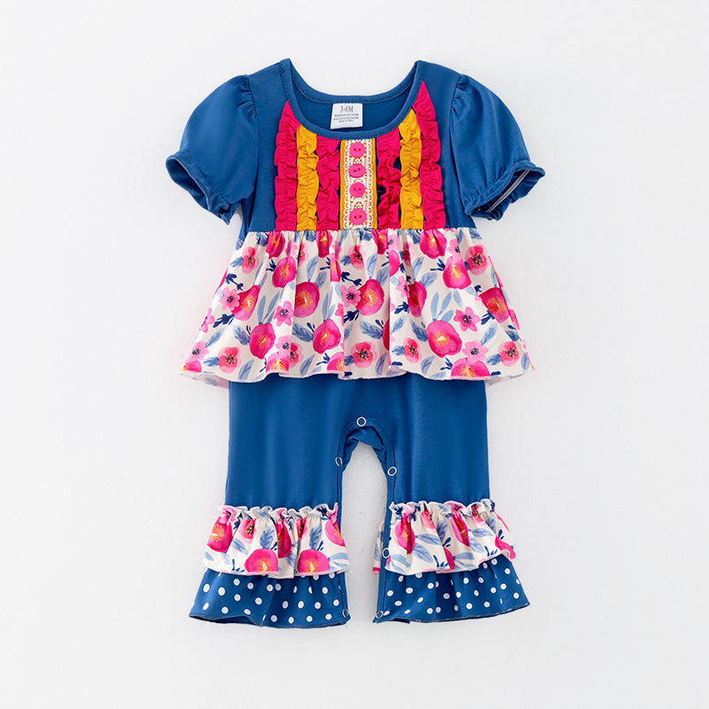 （In Stock）Toddler Girls Spring and Summer Floral Print Romper