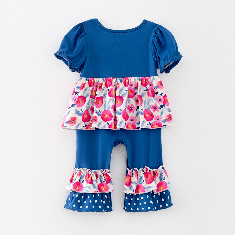 （In Stock）Toddler Girls Spring and Summer Floral Print Romper