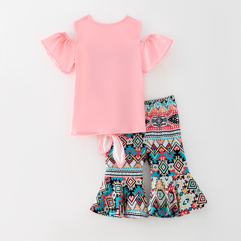 （In Stock）Girls Spring and Summer Stay Wild Print Outfit Set