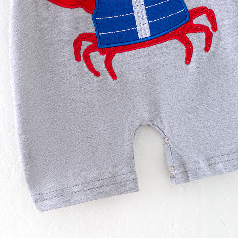 （In Stock）Toddler Boys Spring and Summer Crab Applique Romper