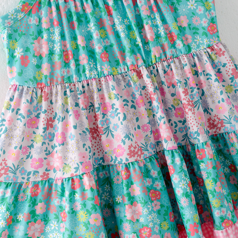 （In Stock）Girls Spring and Summer Floral Print Slip Dress