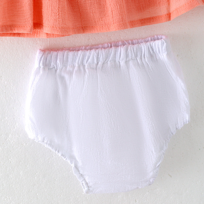 （In Stock）Toddler Girls Spring and Summer Coral Color Bloomer Set