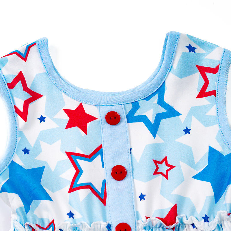 （Pre Order）Patriotic Blue Star Print Sleeveless Dress