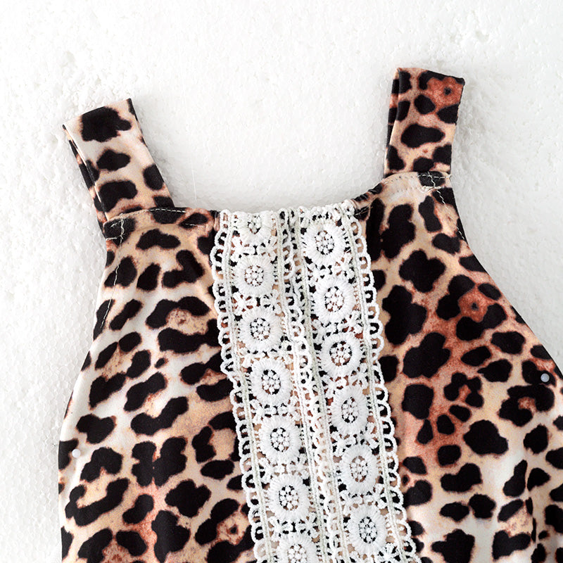 （In Stock）Toddler Girls Spring and Summer Leopard Print Romper