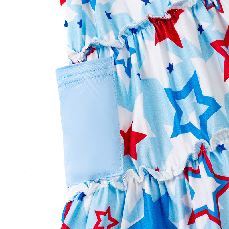 （Pre Order）Patriotic Blue Star Print Sleeveless Dress