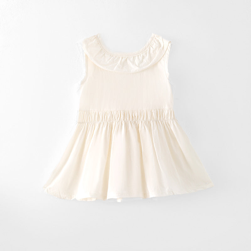 （In Stock）Girls Spring and Summer Solid Color Dress with Bow Back