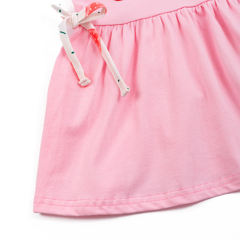 Pink Strawberry Embroidery Shorts Set