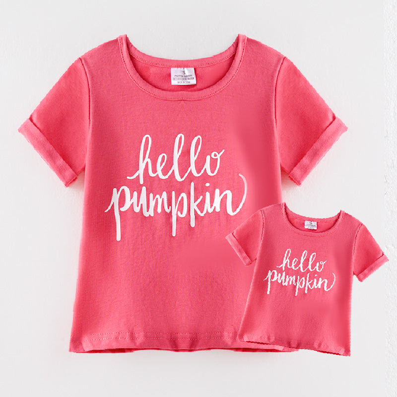 （In Stock）Mommy and Me Pumpkin Print Cotton Top