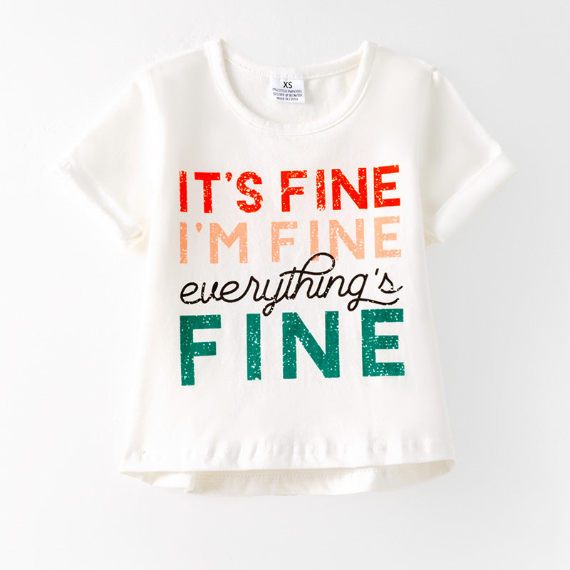 （In Stock）Girls Spring and Summer FINE Print Cotton Top