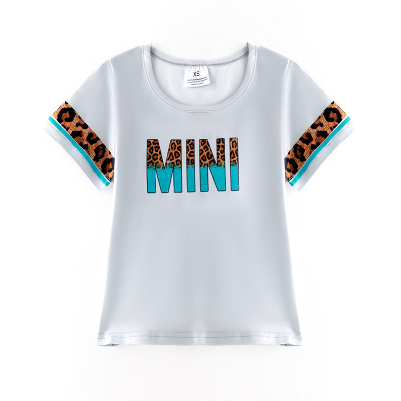 （In Stock）Girls Spring and Summer MINI Leopard Print Top