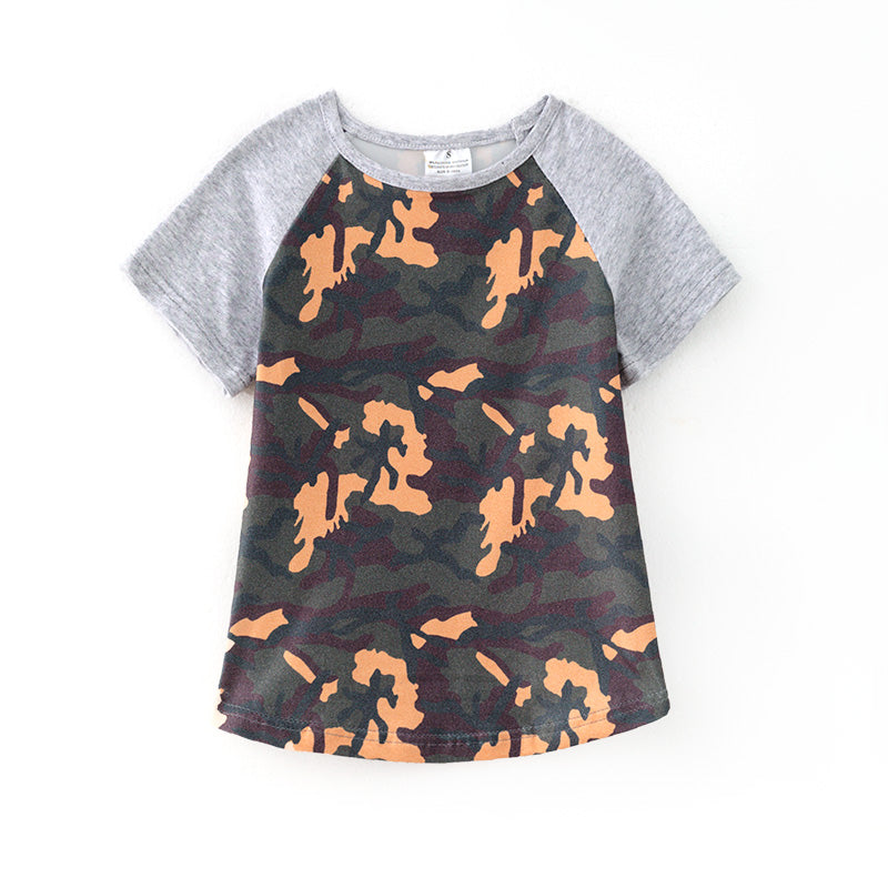 （In Stock）Girls Spring and Summer Camo Padded Shoulder Top