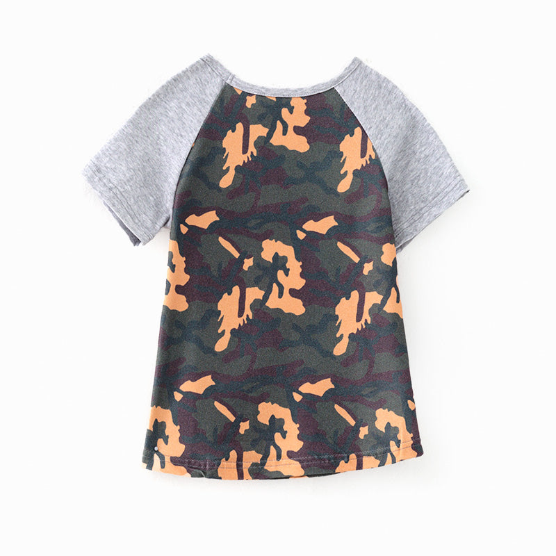 （In Stock）Girls Spring and Summer Camo Padded Shoulder Top