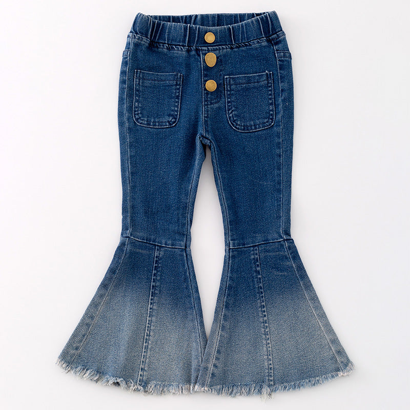 （In Stock G29-3-2）Girls Blue Elastic Jeans