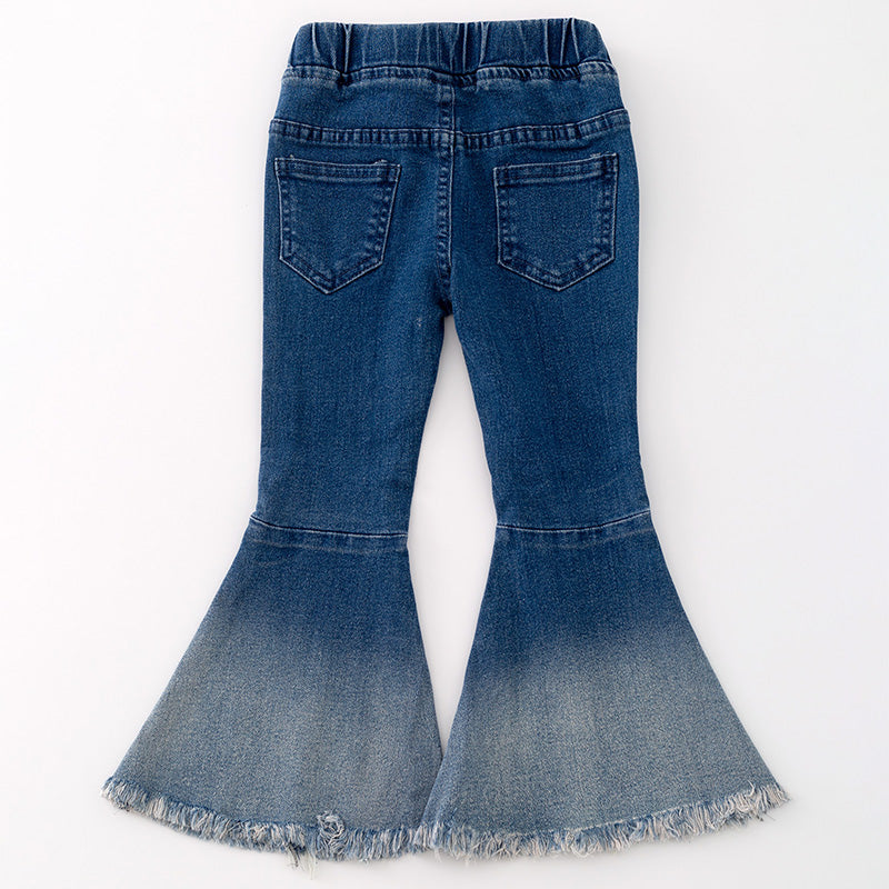 （In Stock G29-3-2）Girls Blue Elastic Jeans