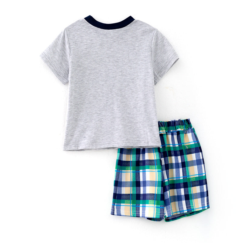 （In Stock）Boys Spring and Summer Shark Print Shorts Set