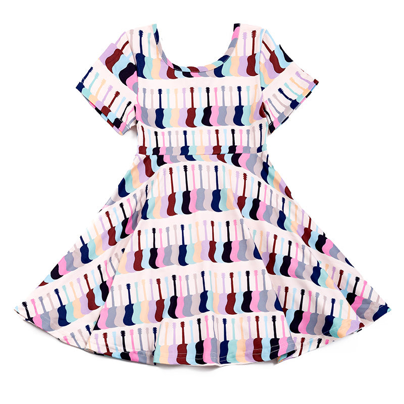 (Pre Order)Girls TS Guitar Print Dress