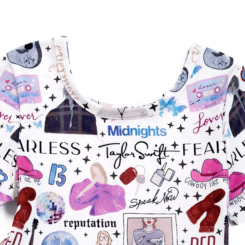 (Pre Order)Girls TS Fearless Print White Dress