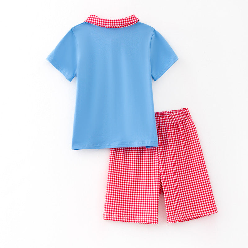 （In Stock）Boys Spring and Summer Baseball Embroidery Outfit Set