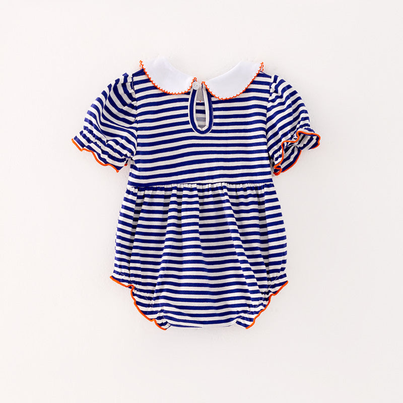 (In Stock L25-2-3)Baby Girls Halloween Blue Stripe Romper