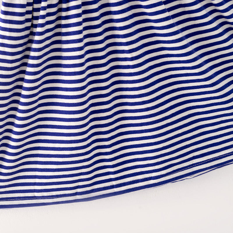 (In Stock L25-2-3)Girls Halloween Blue Stripe Dress