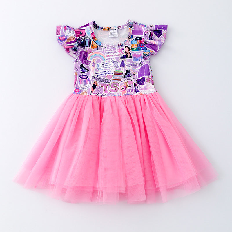 （Pre Order）Girls Summer TS Print Tutu Tulle Dress