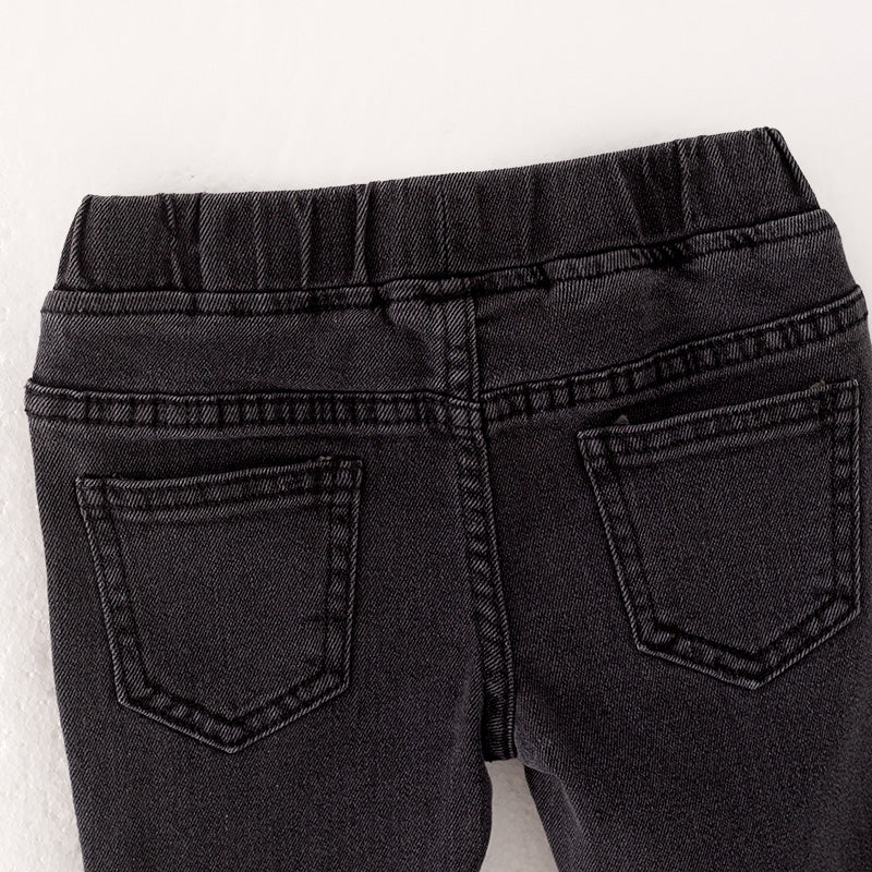 （In Stock G29-5-2）Girls Black Elastic Jeans