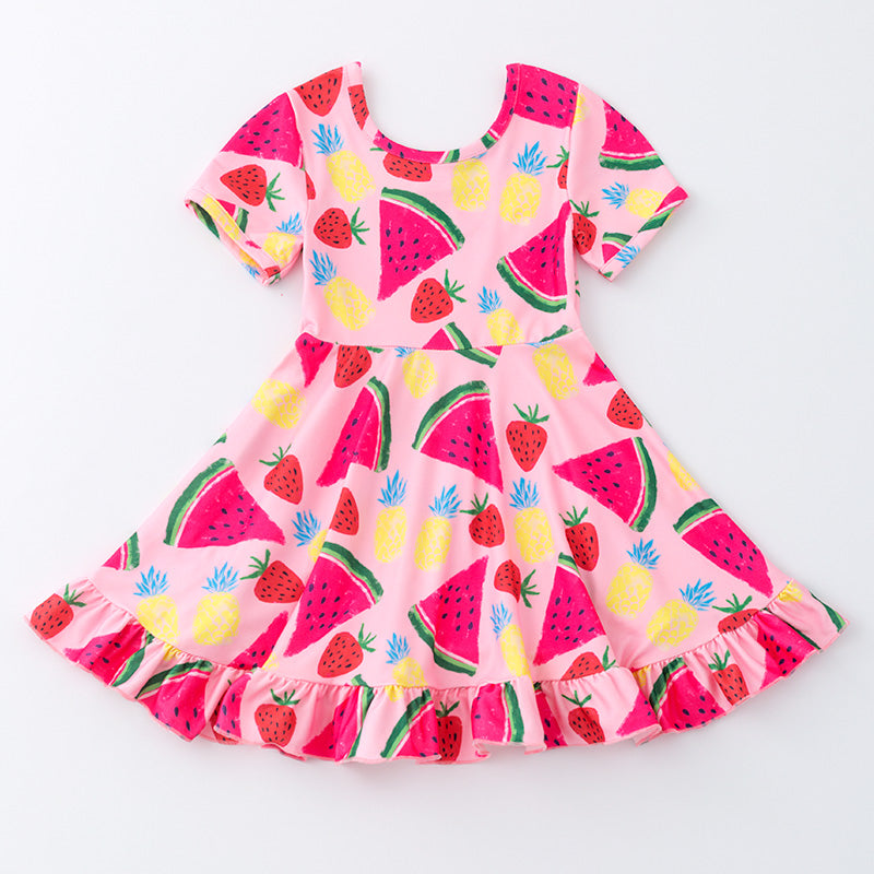 （Pre Order）Girls Spring and Summer Strawberry Print Dress