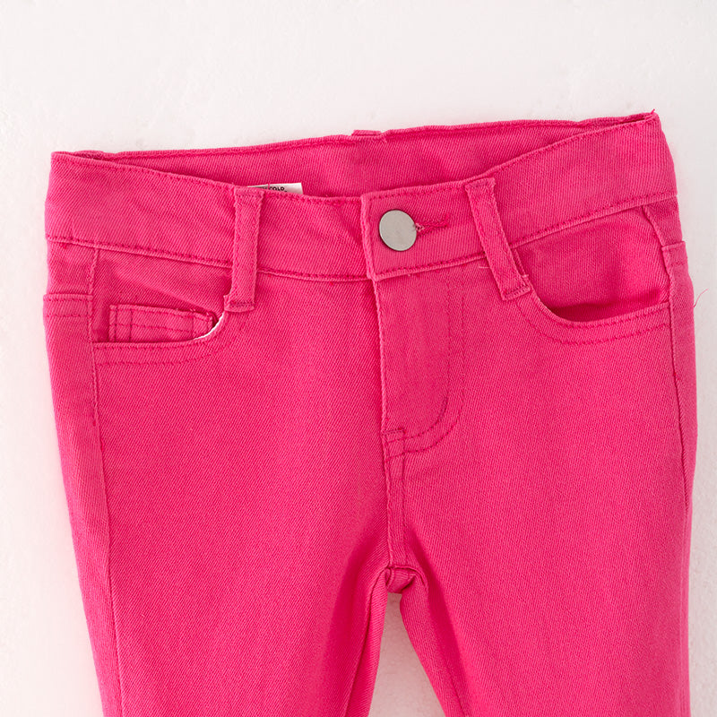 （In Stock G29-2-2）Girls Pink Ruffles Flared Jeans