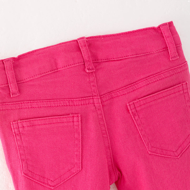 （In Stock G29-2-2）Girls Pink Ruffles Flared Jeans