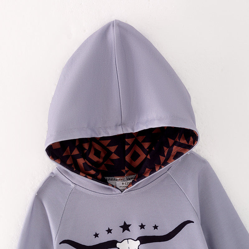 （In Stock L21-3-2）Boys Grey Hooded Top Set